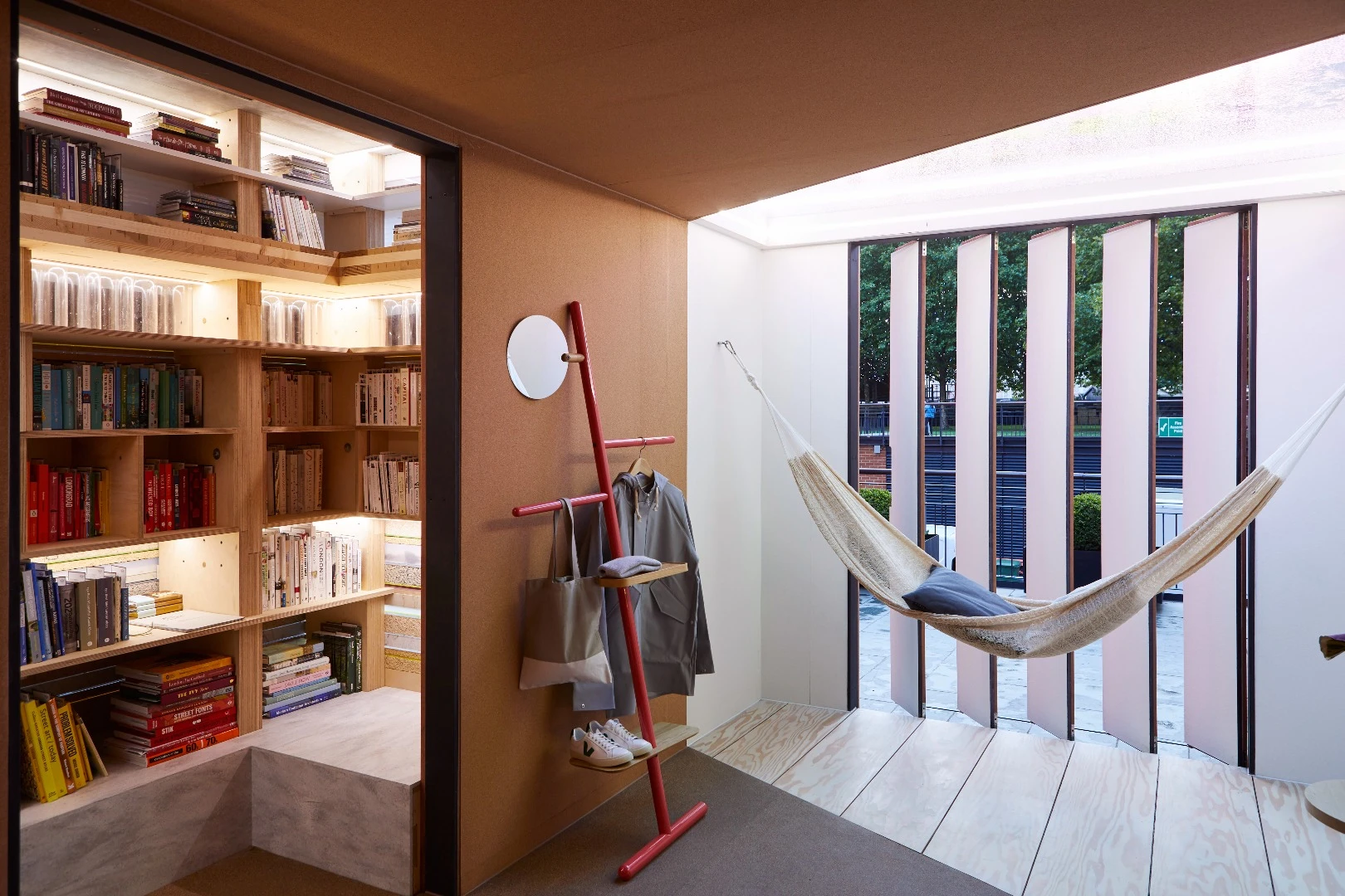 Inside Mini's Urban Cabin, a temporary structure shown at the London Design Festival 2017