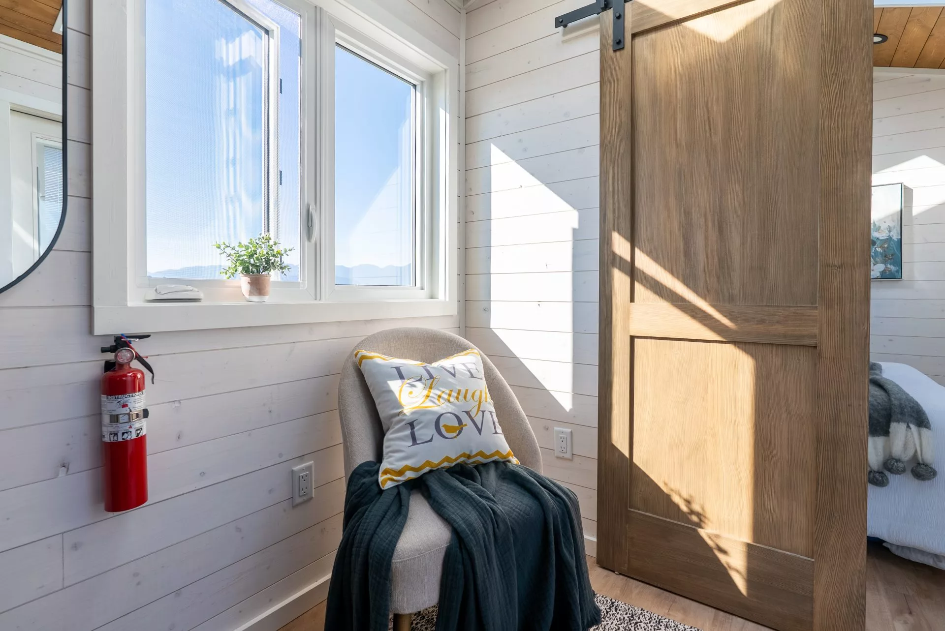 The Gambier's living room area is very small and has space for some seating