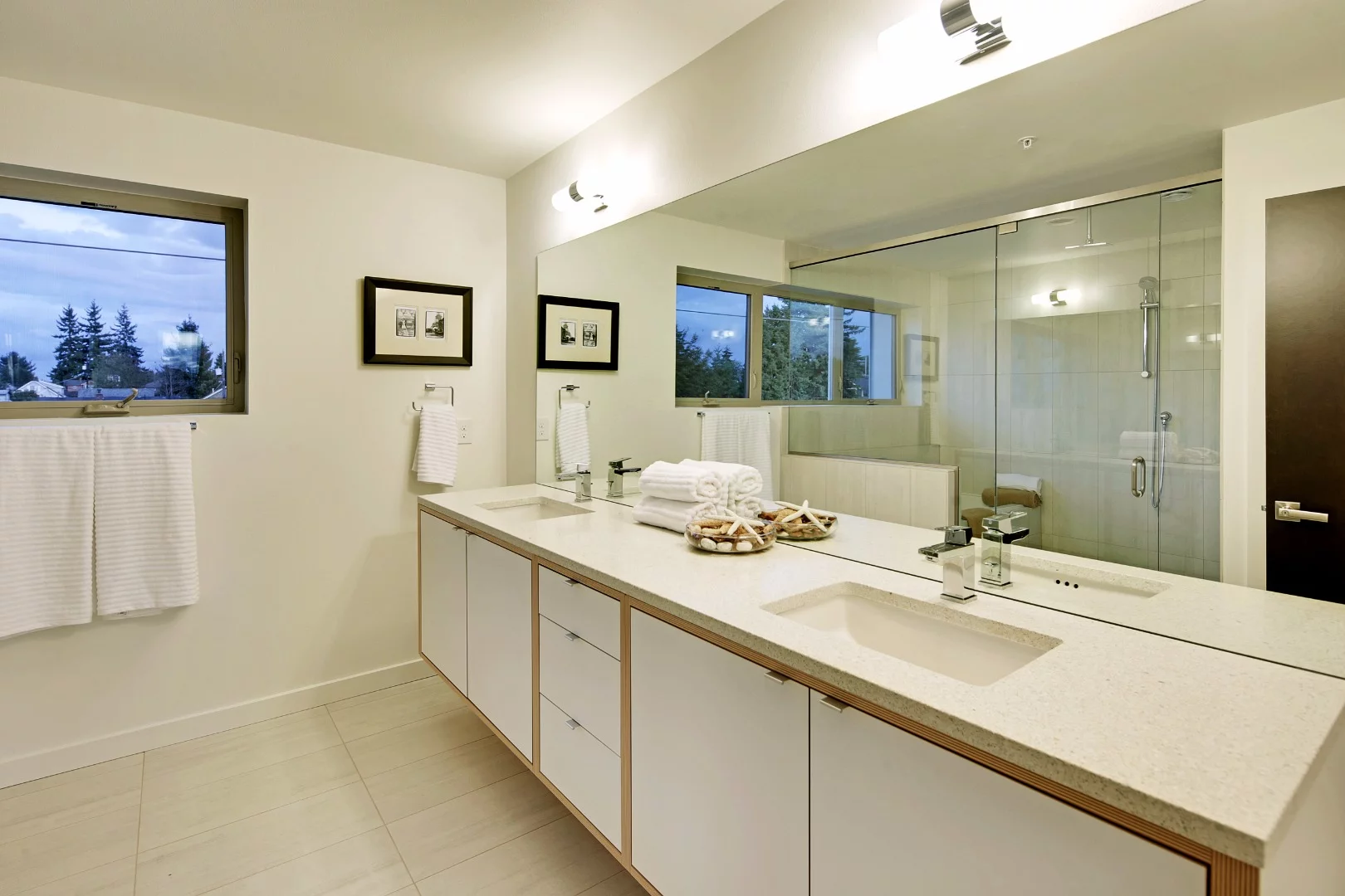 The main bathrooms provide plenty of space