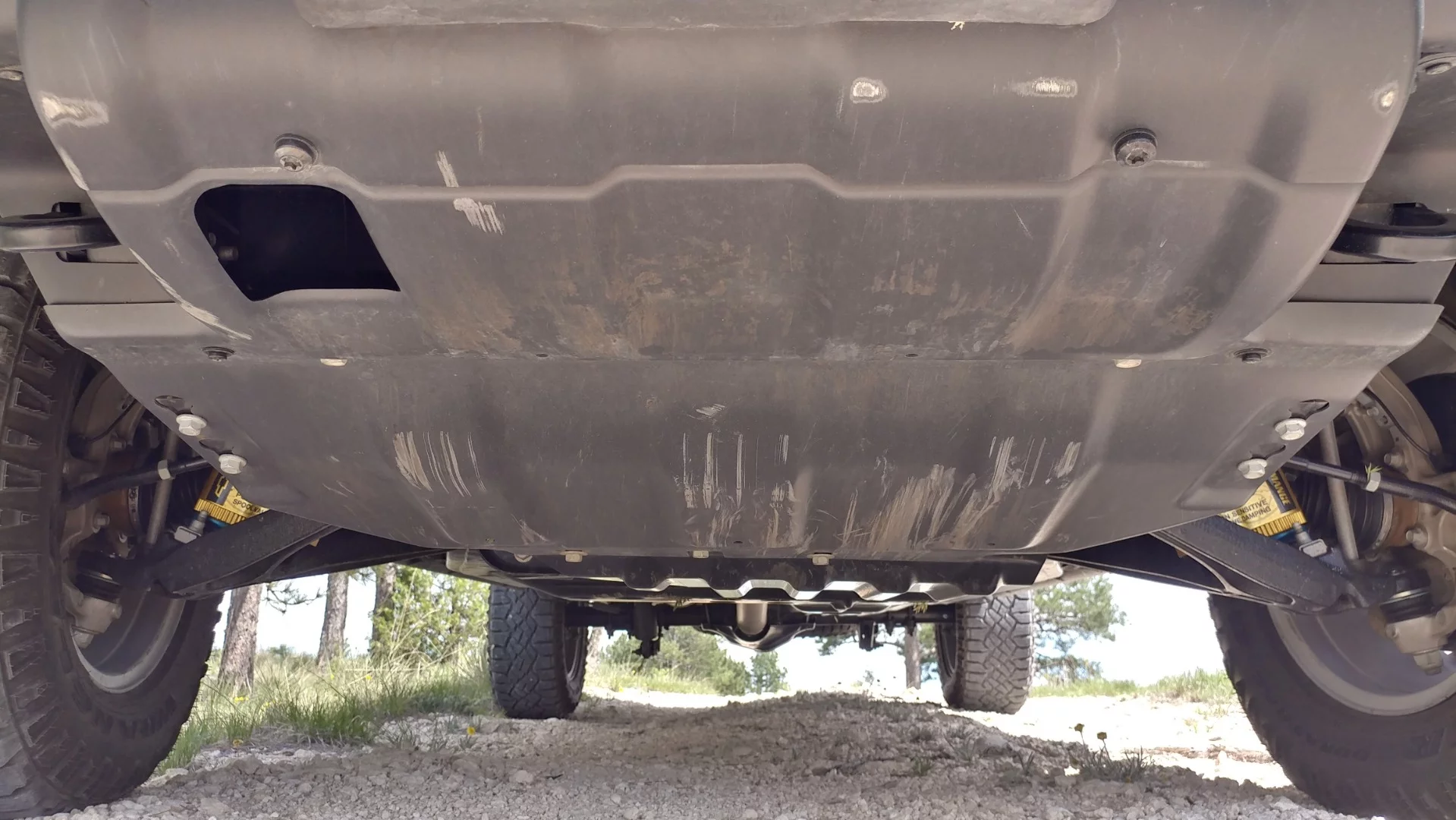 The Colorado Bison gets boron steel skid plates protecting just about everything underneath the truck