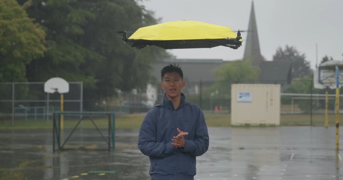 YouTuber creates autonomous flying umbrella that follows you
