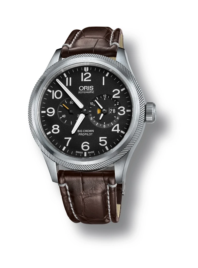 The Oris Big Crown ProPilot in brown leather