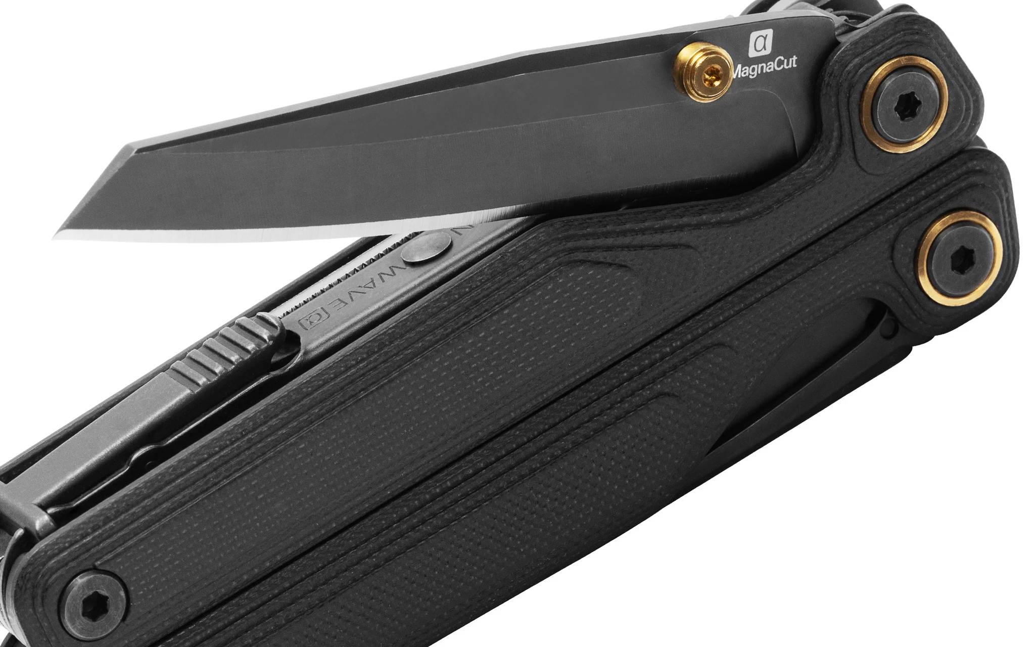 Close-up of the new MagnaCut reverse-tanto blade