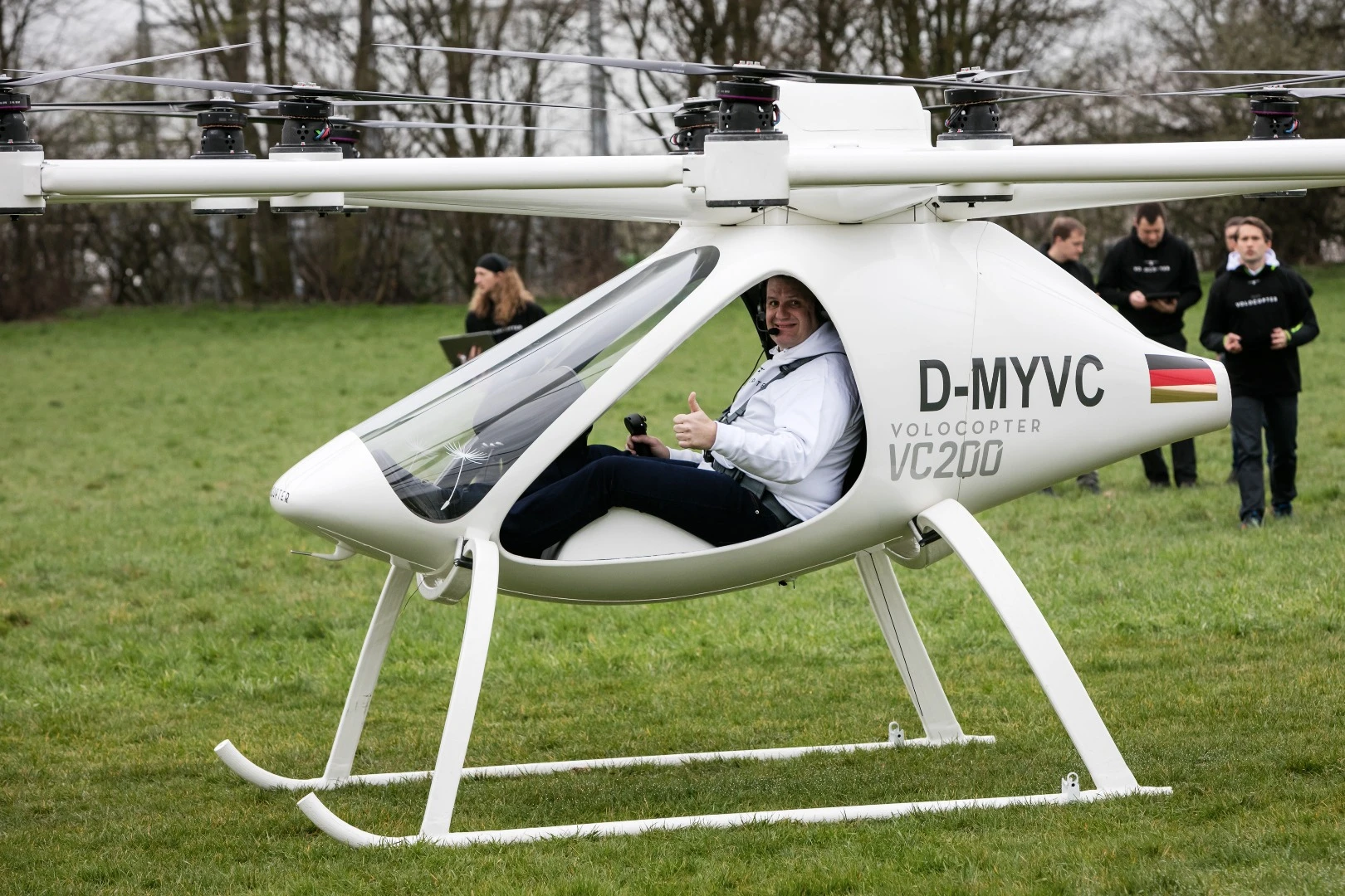 Despite its complex shape and daunting appearance, the Volocopter is designed to bring personal flight to the masses by being easy to fly, so easy that anyone can apparently have a go