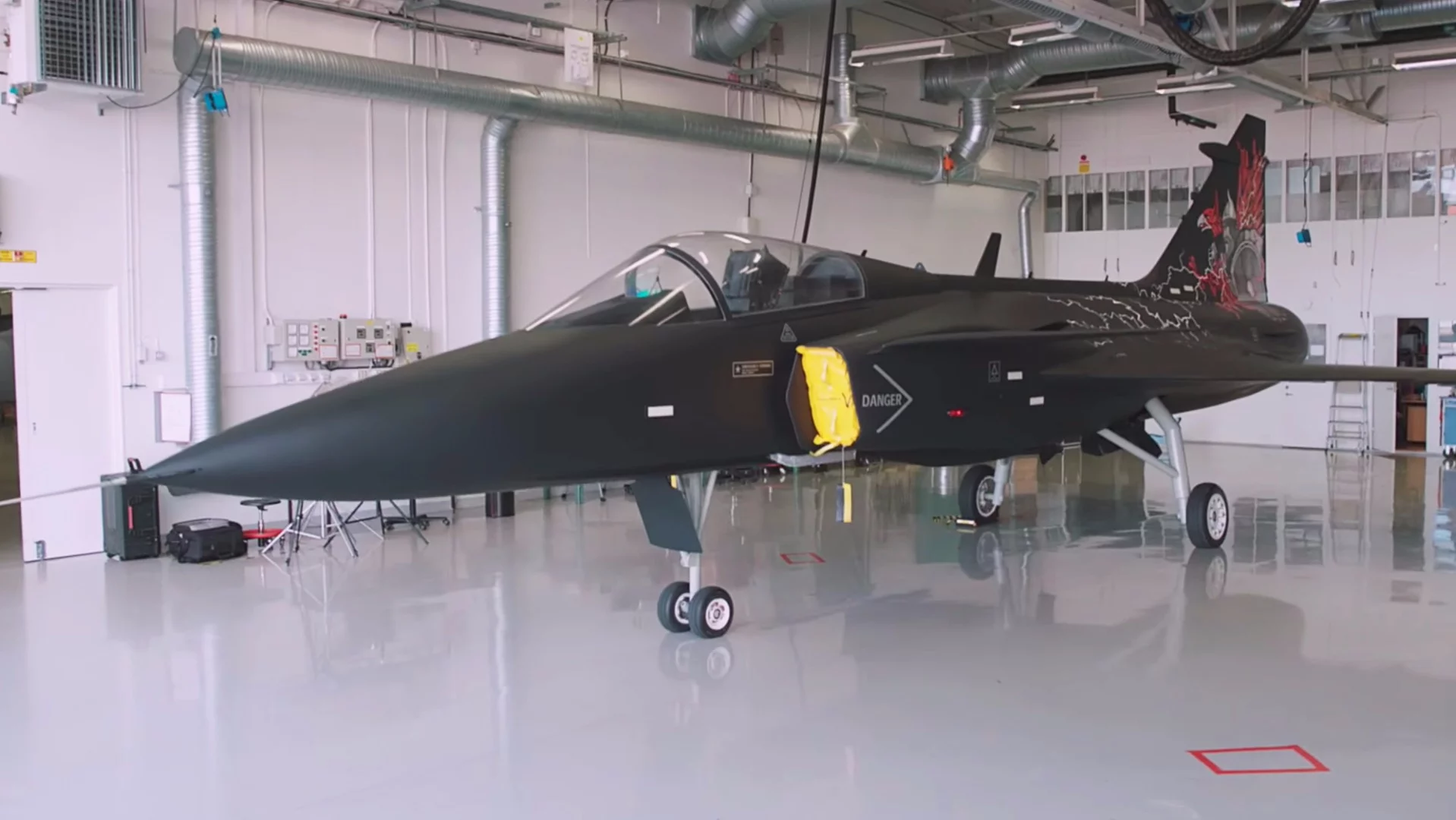 The Gripen Aggressor concept that is on display at DSEI