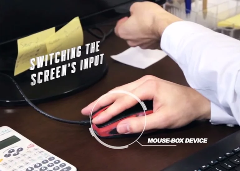 A micro-HDMI connector is included to attach the Mouse-Box to a display