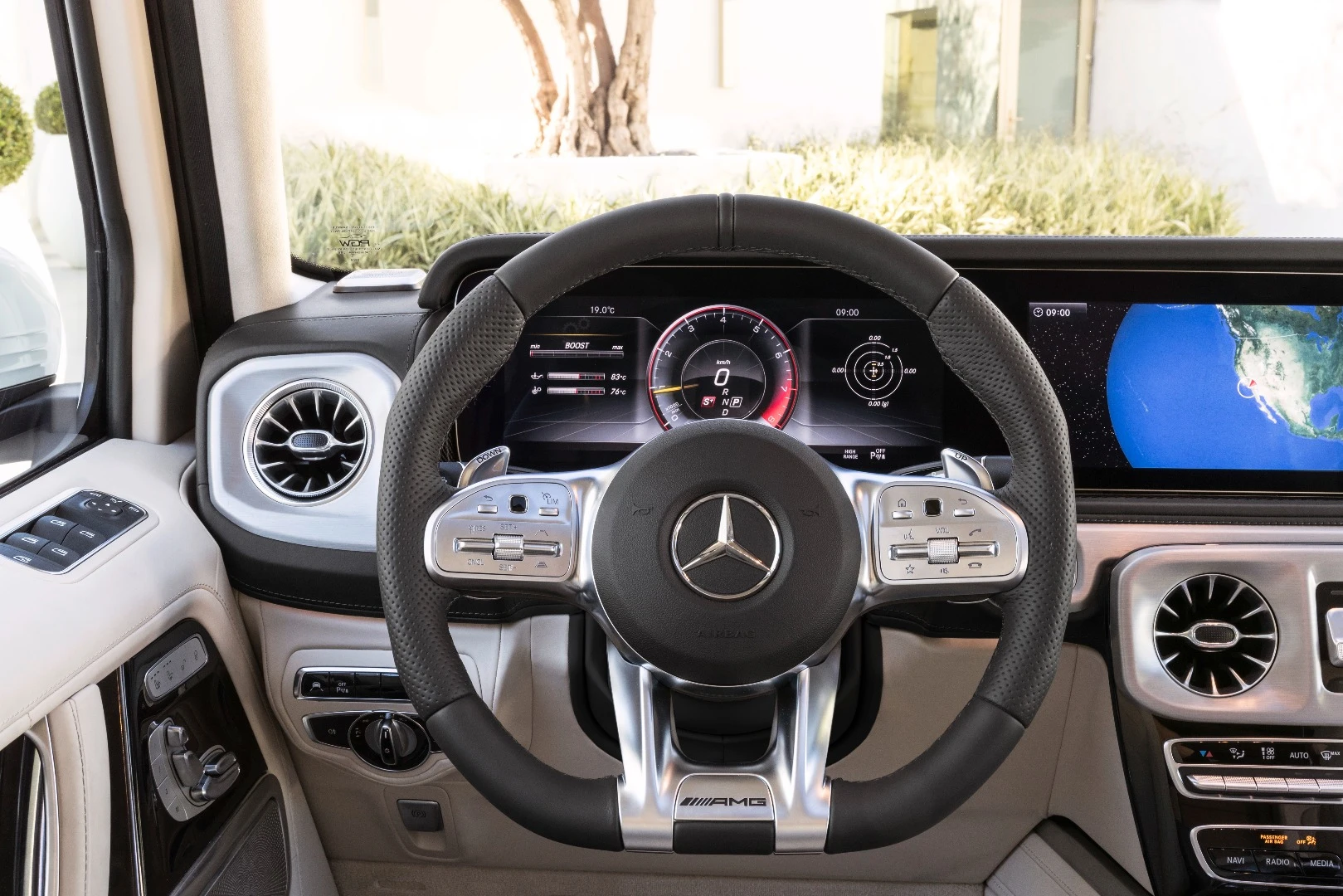 This exclusive AMG steering wheel is the hallmark that begins to set apart the AMG G 63 from its standard G Wagon brethren