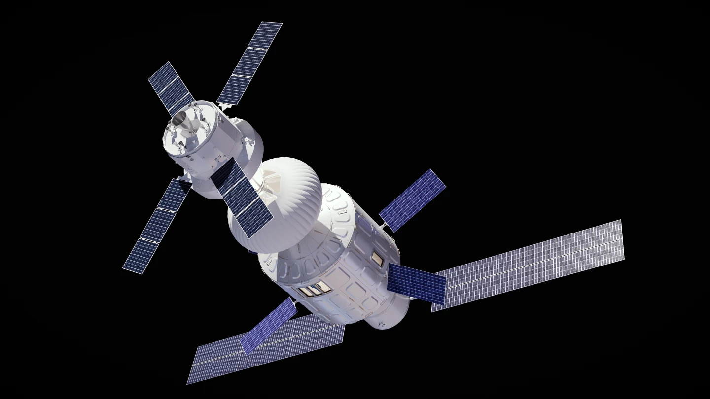 Computer illustration of spacecraft against black background