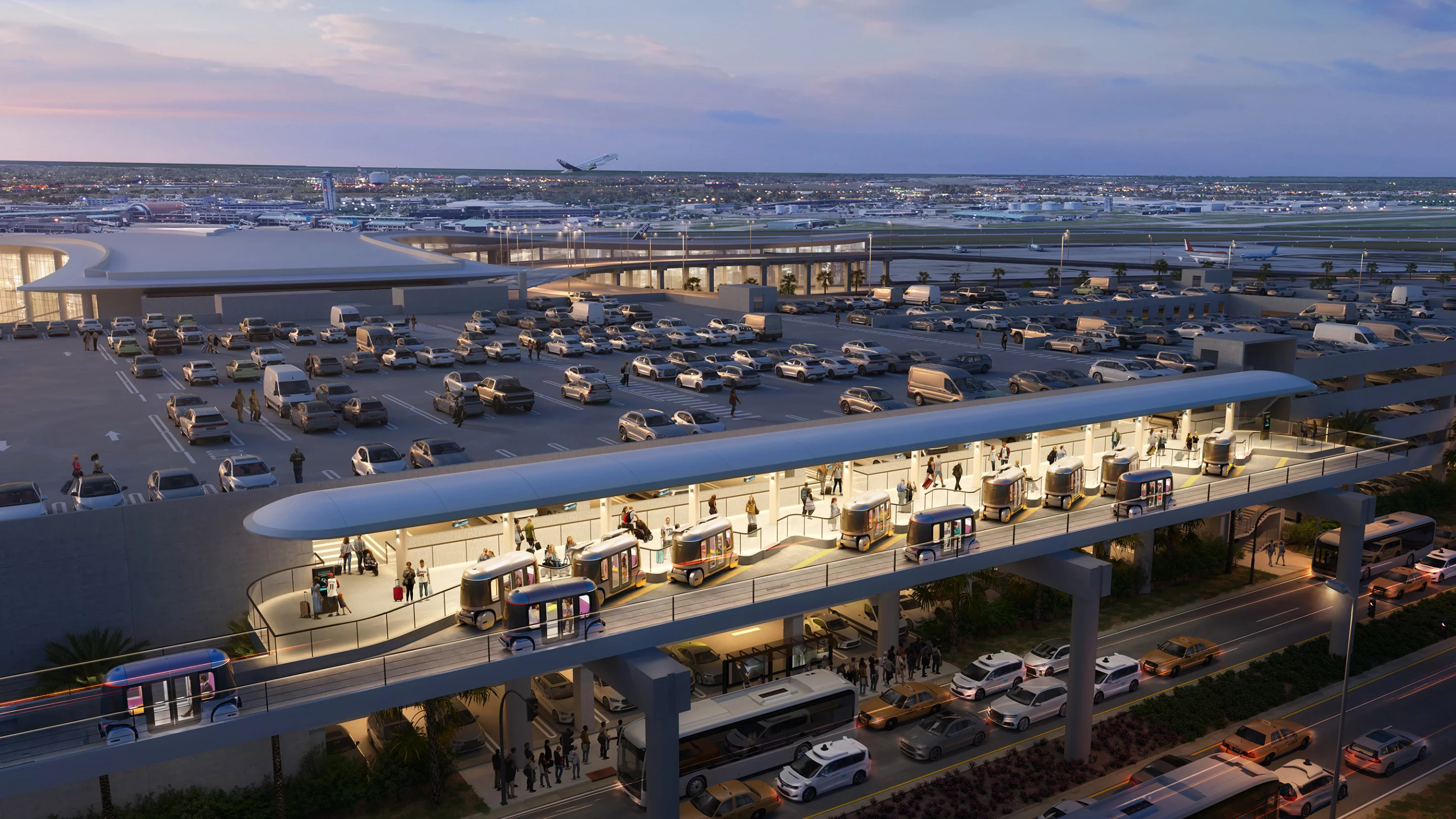 The South Metro Atlanta pilot route will run just half a mile, with access points at the ATL SkyTrain, the Gateway Center Arena entrance and midway at the huge parking lot