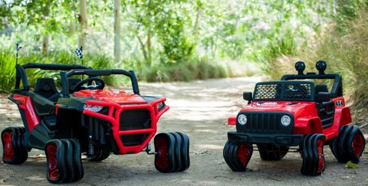 The Shark UTV (left) and the Shark SUV (right) both roll on 10-inch Shark Wheels