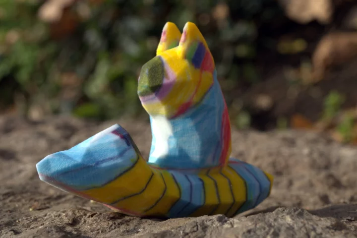 Crayon Creatures will turn your child's drawings into 3D-printed sandstone statuettes, such as this hamster on a speedboat
