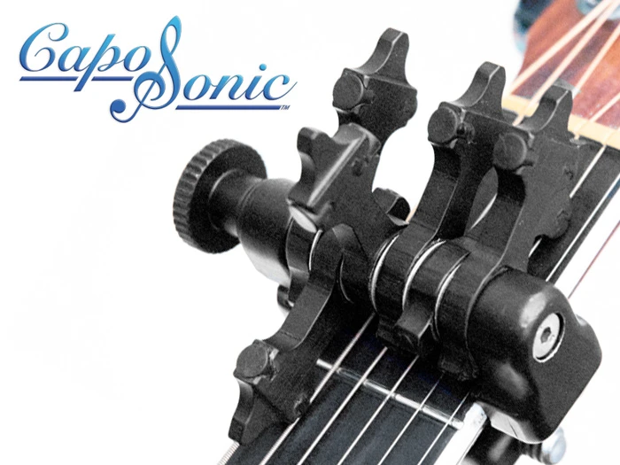 The CapoSonic can hold down notes directly under the capo, or a fret above or below it, allowing guitarists to quickly and easily arrive at "open tunings" – or new sound configurations – without having to relearn the entire fretboard in the process