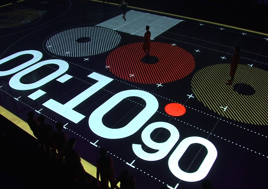 The LED court is made from glass and LED flooring and has a special layer that enables it to play like a professional surface