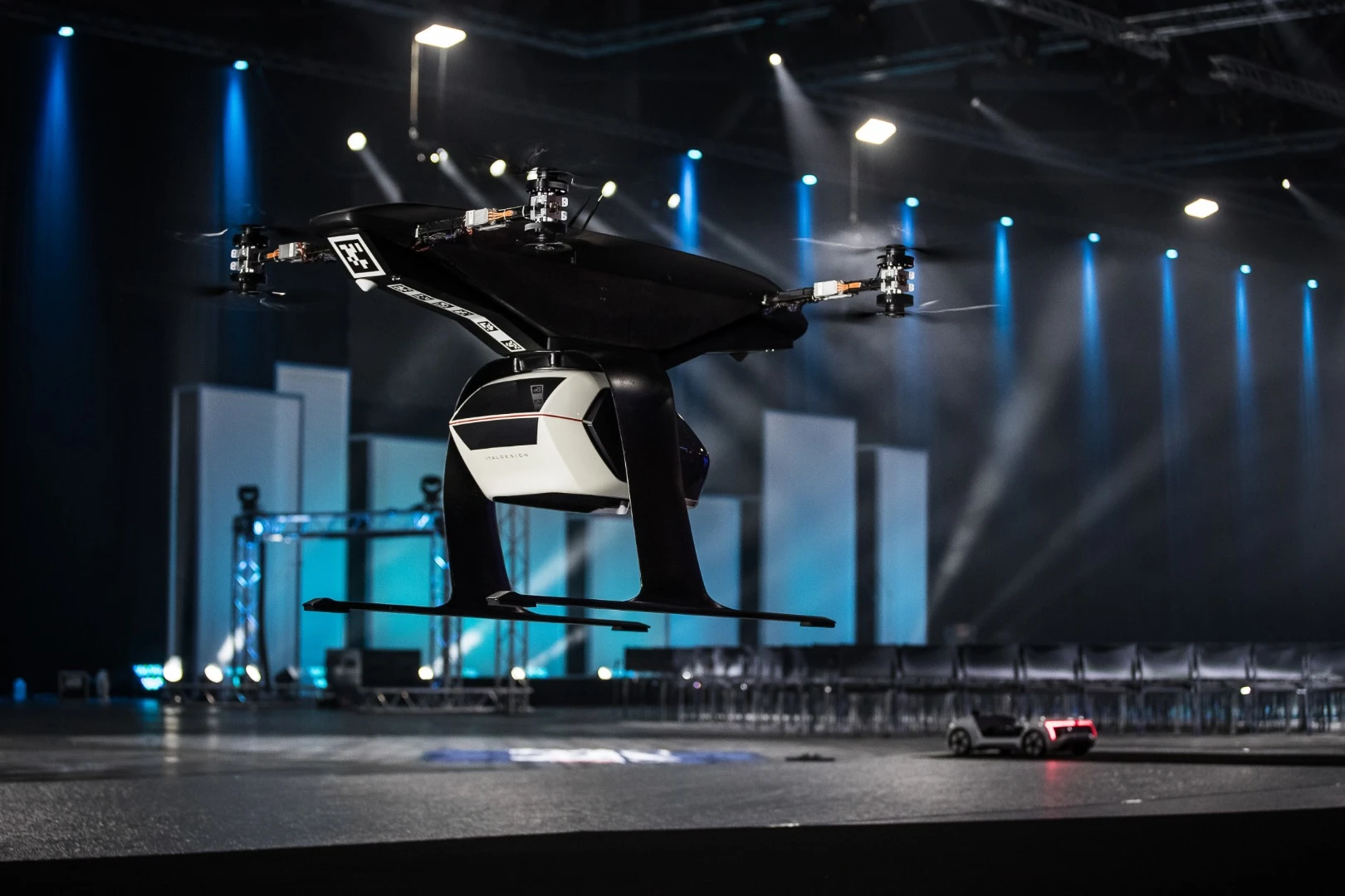 Audi is demonstrating 1:4 scale model of its Pop.Up Next transport system at Drone Week in Amsterdam