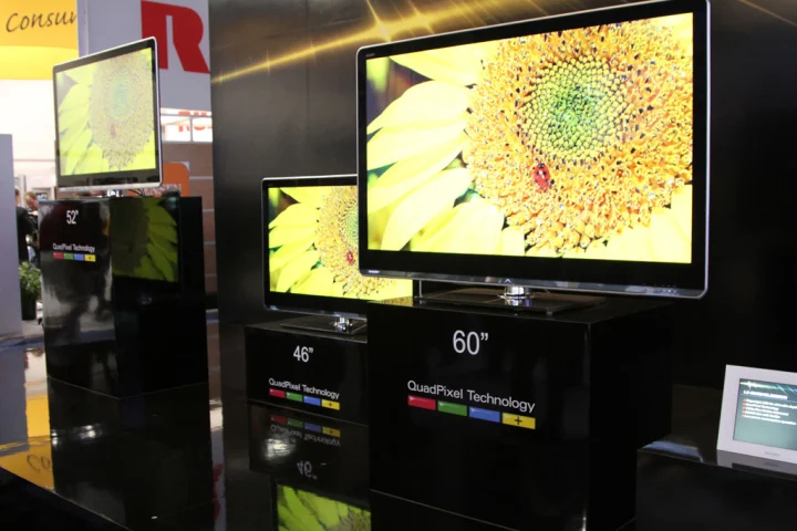 Sharp displayed the Aquos television series featuring brilliant-color technology at CES 2010