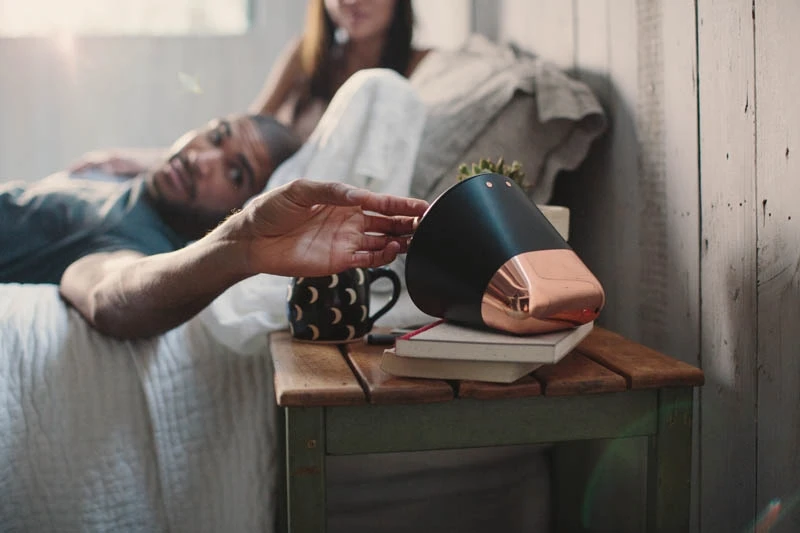 The Cone has a built-in rechargeable lithium ion battery that gives 8 hours of continuous playback