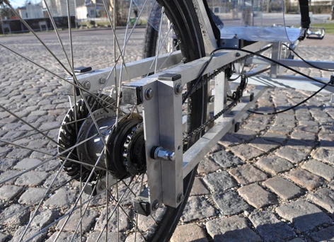 All parts such as wheels, pedals, and seats are standard features that can be commonly acquired from hardware stores or bicycle shops
