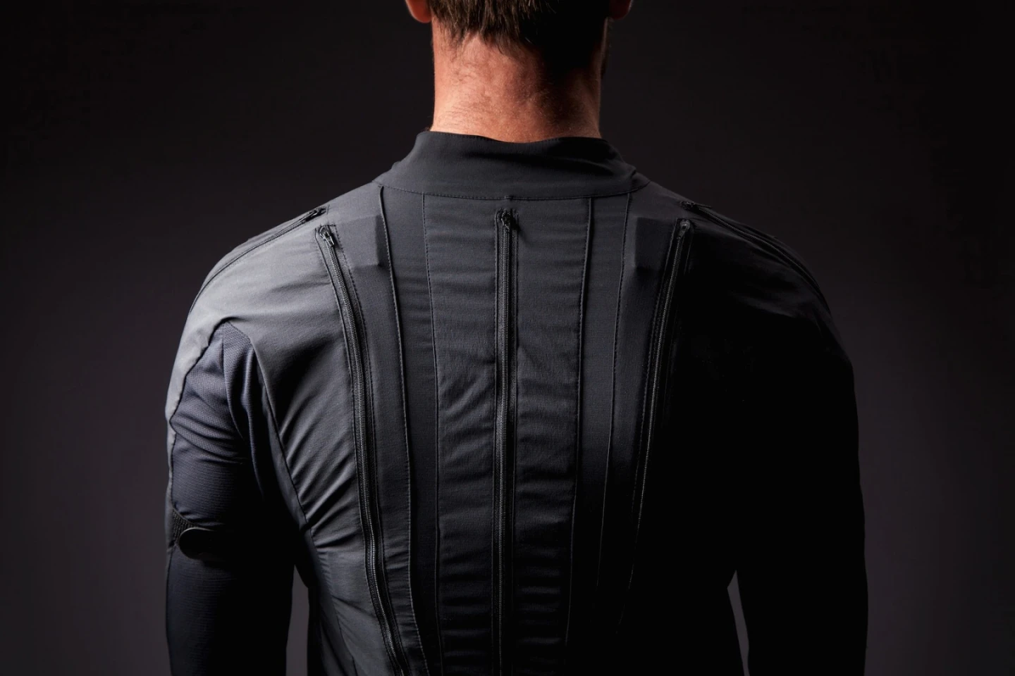 In the back of the Smartsuit Pro is a small hub and battery, which are reportedly smaller than an iPhone and very lightweight