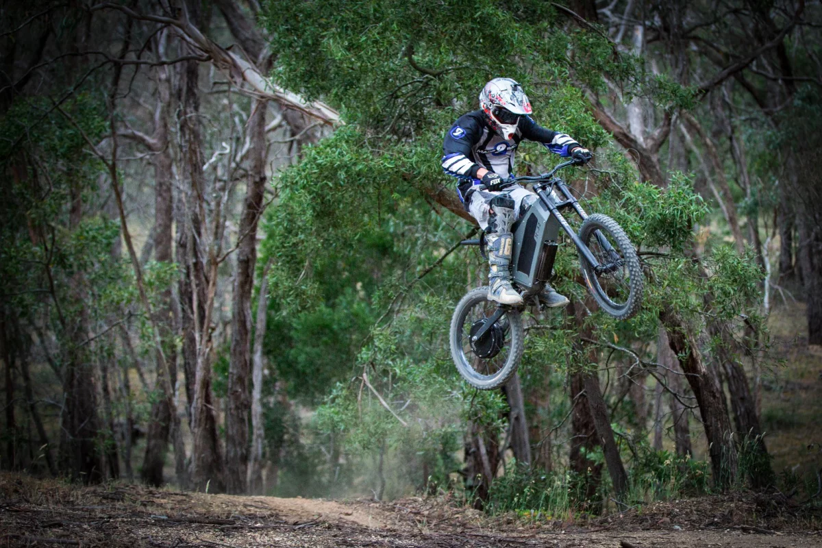 Airtime on the Stealth H-52 electric bike