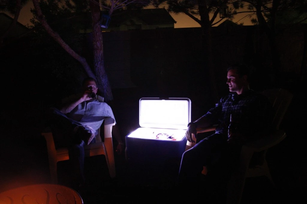 LiddUp Cooler provides over 40 hours of continuous light, or up to two years of normal usage, from one removable 9-volt battery