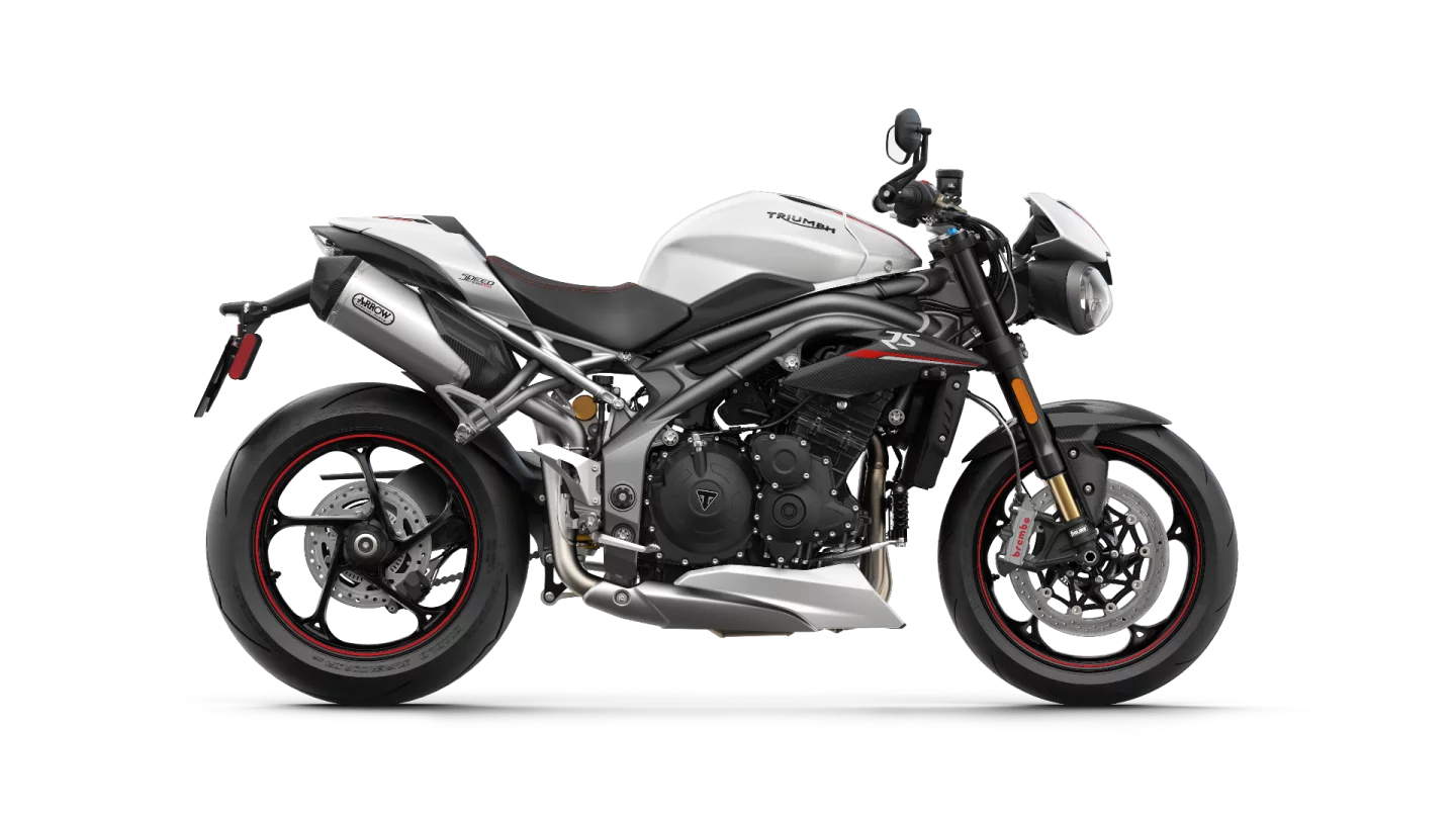 2018 Triumph Speed Triple RS: standard bellypan is a great look