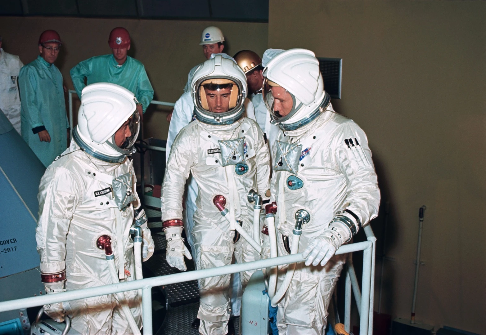 Apollo 1 crew in spacesuits