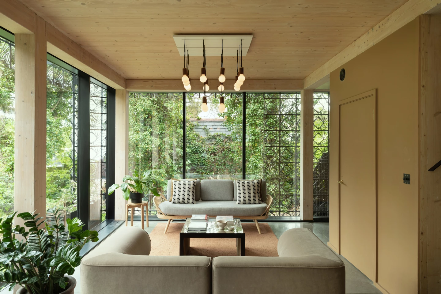 Woven's interior is finished in cross-laminated timber and its understated decor puts the focus on the attractive wood