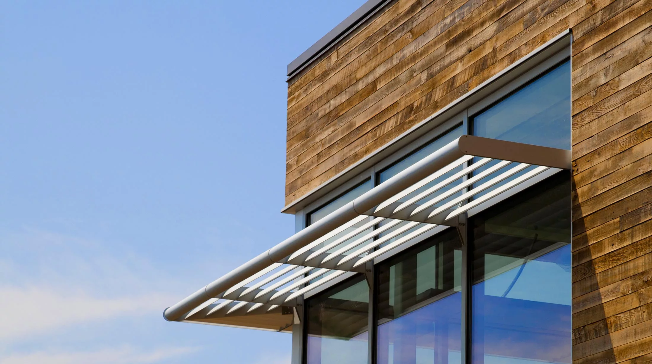 Passive measures, such as solar shading, are used to protect the Center for Sustainable Landscapes in the summer (Photo: Denmarsh Photography)