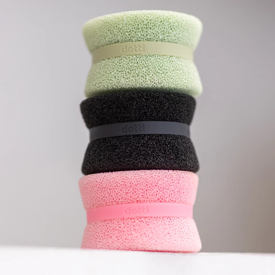 The Dotti Super Scrubber: sage, odyssey and blush color options