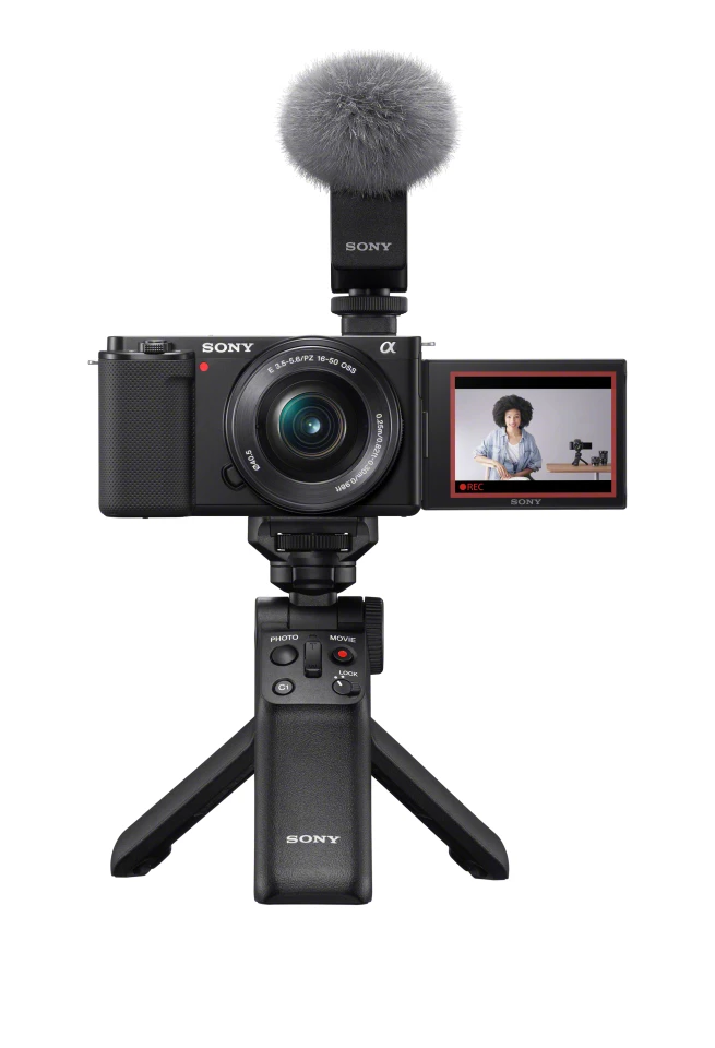 External microphones can be mounted to the interface to the top of the camera
