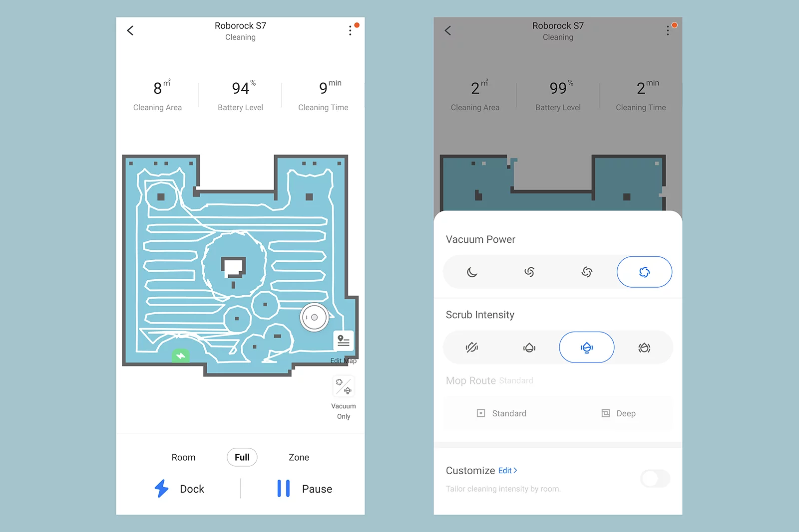 The Roborock app gives smart, simple control over the robovac