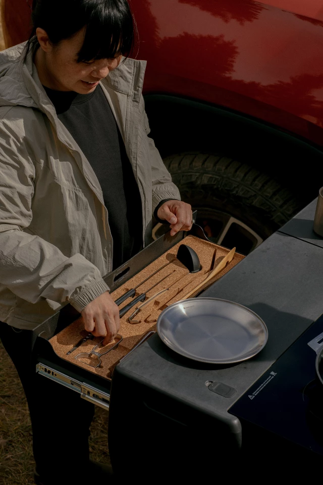 Rivian's auto-leveling feature could be quite handy when it comes to food prep
