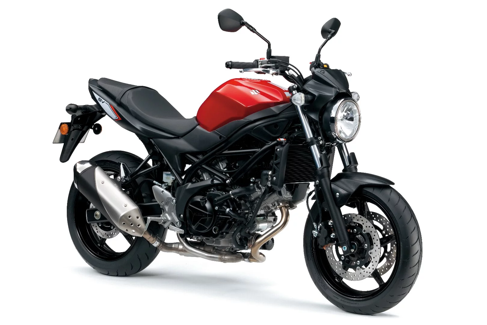 The Suzuki SV650 in Pearl Mira Red