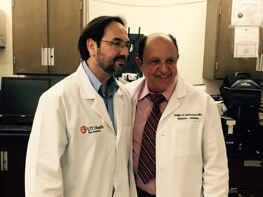 Bruno Doiron (left), and Ralph DeFronzo co-invented a technique that has cured diabetes in mice for one year without side effects