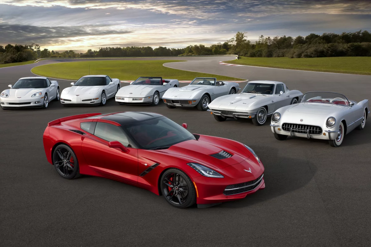 Seven generations of Corvette gathered together © General Motors