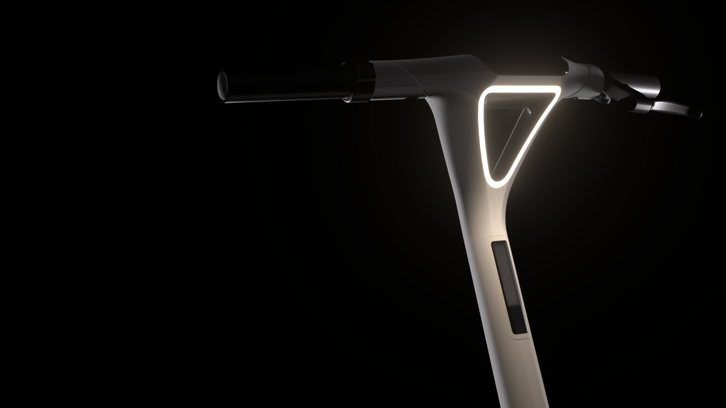 The neatly integrated front lighting triangle shines light on the road ahead