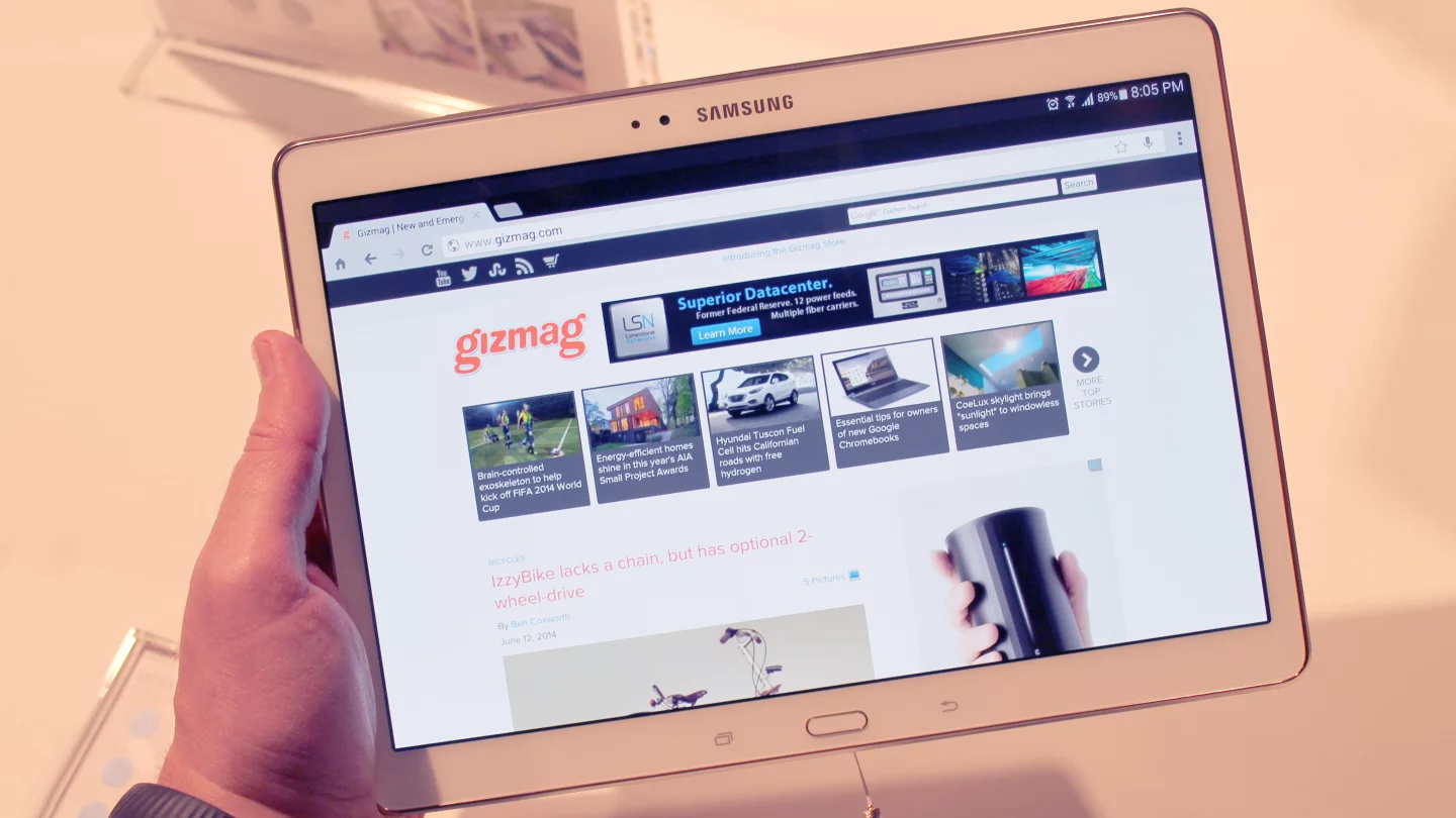 Unless you're watching video, you won't likely notice a huge difference in the screen quality between the Tab S and the Galaxy Tab Pro