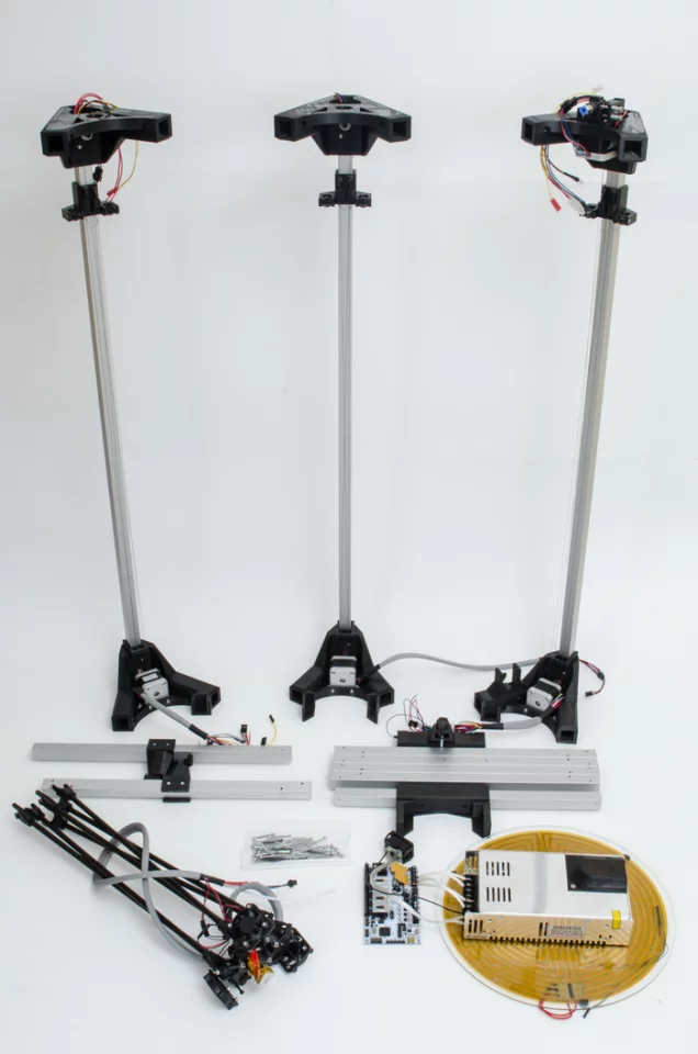 The assembled components for the printer