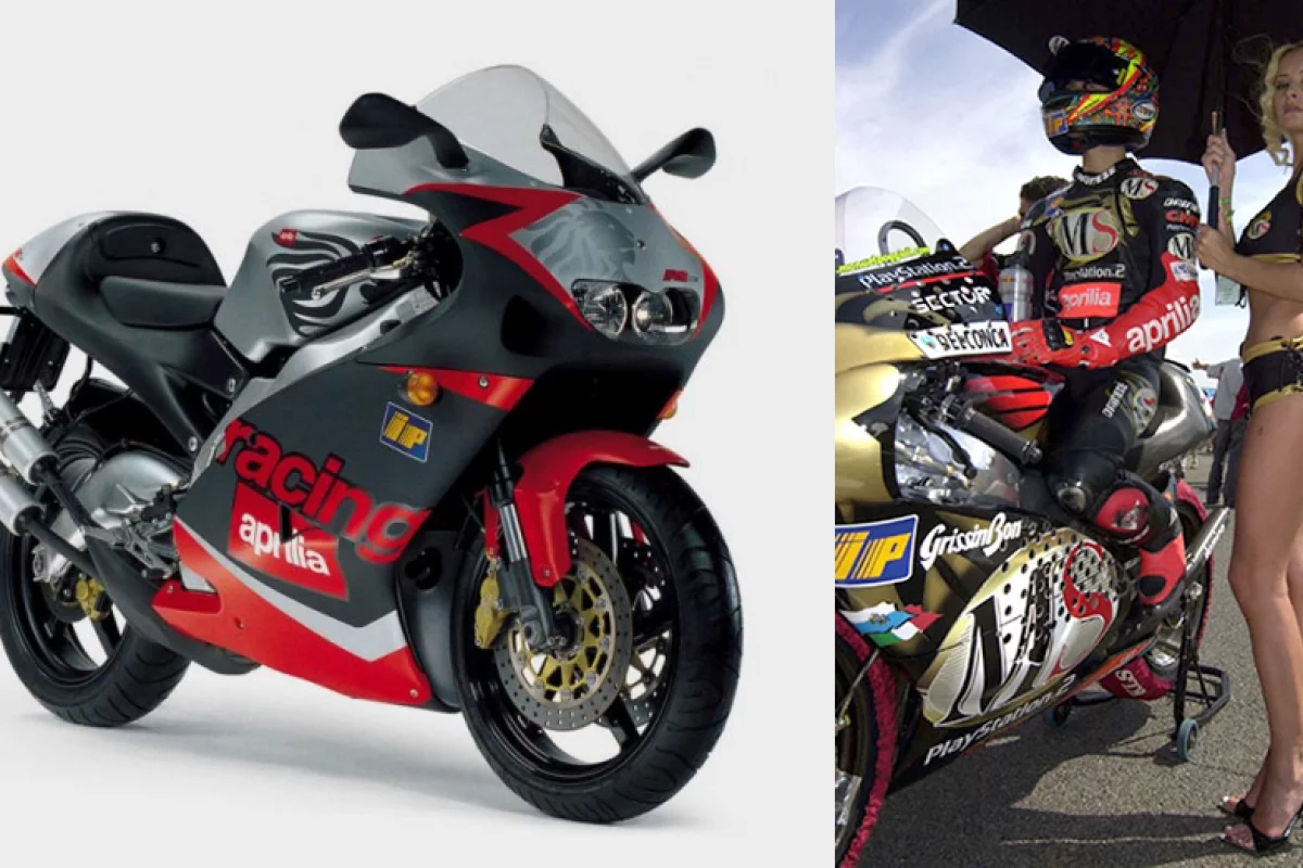 Aprilia didn't enter racing until the late eighties, winning its first GP in 1987, its first 125 title in 1992 and its first 250 title in the hands of Max Biaggi in 1994 and since that time the majority of bikes on the 125 and 250 World Championship grids have been produced by Aprilia. The need for harsher emission standards for road-going machinery was having an opposite effect on the two-stroke's success on the road however.