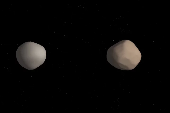 Artist's concept of what binary asteroid 2017 YE5 might look like