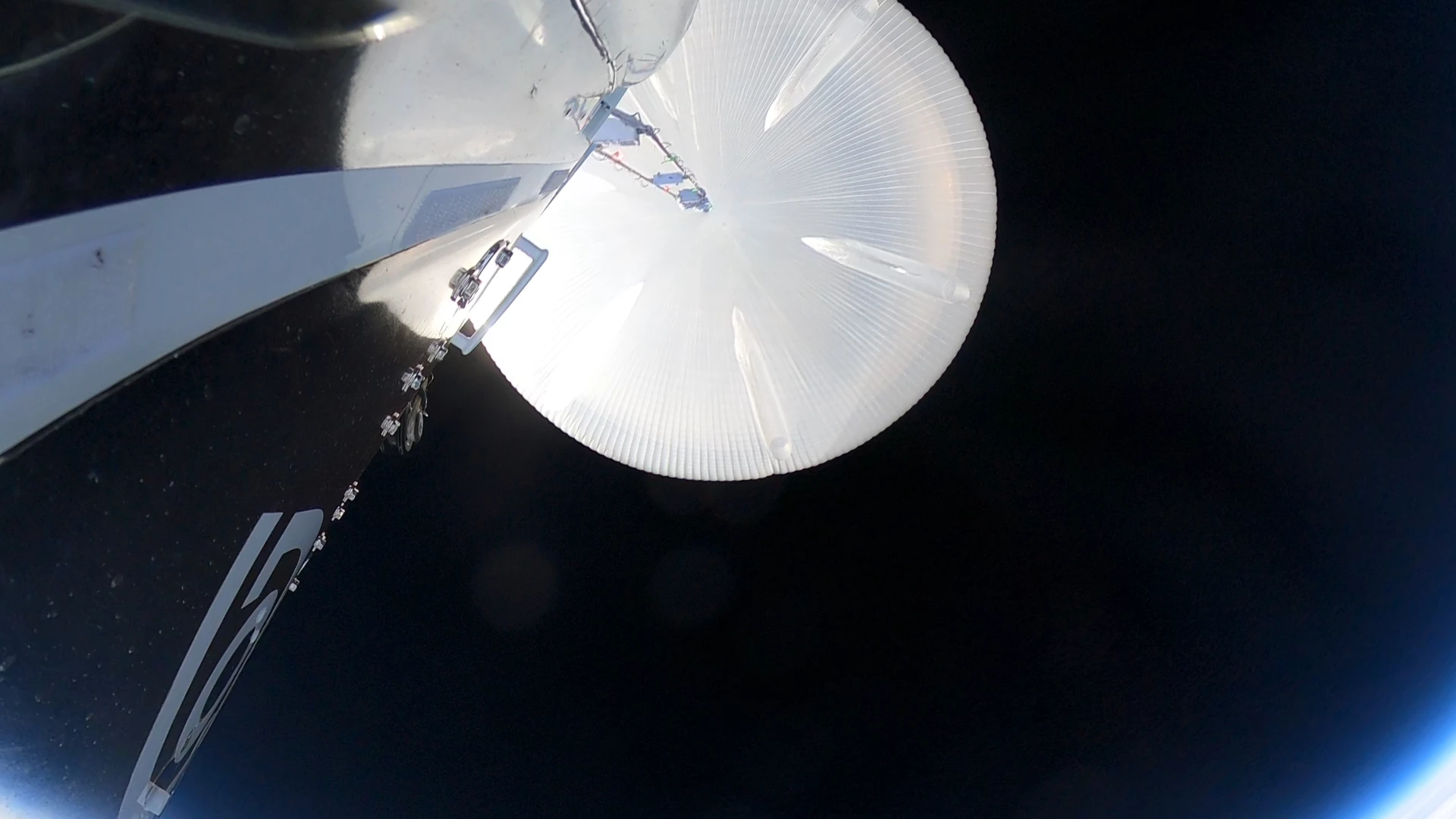A view from the capsule up to the balloon