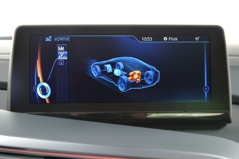 The BMW i8 - dash showing powertrain in action