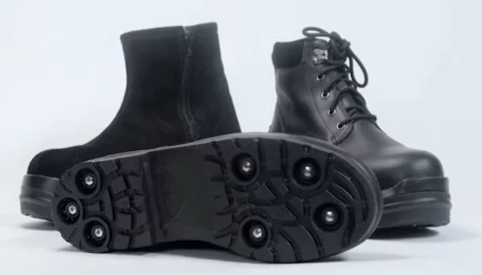 Gripforce boots can convert between regular winter boots and ice cleats at the flip of a switch
