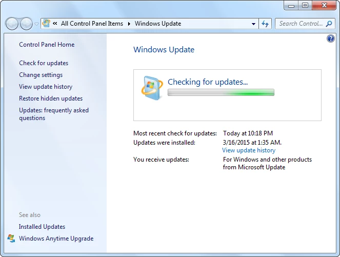 Windows Update running