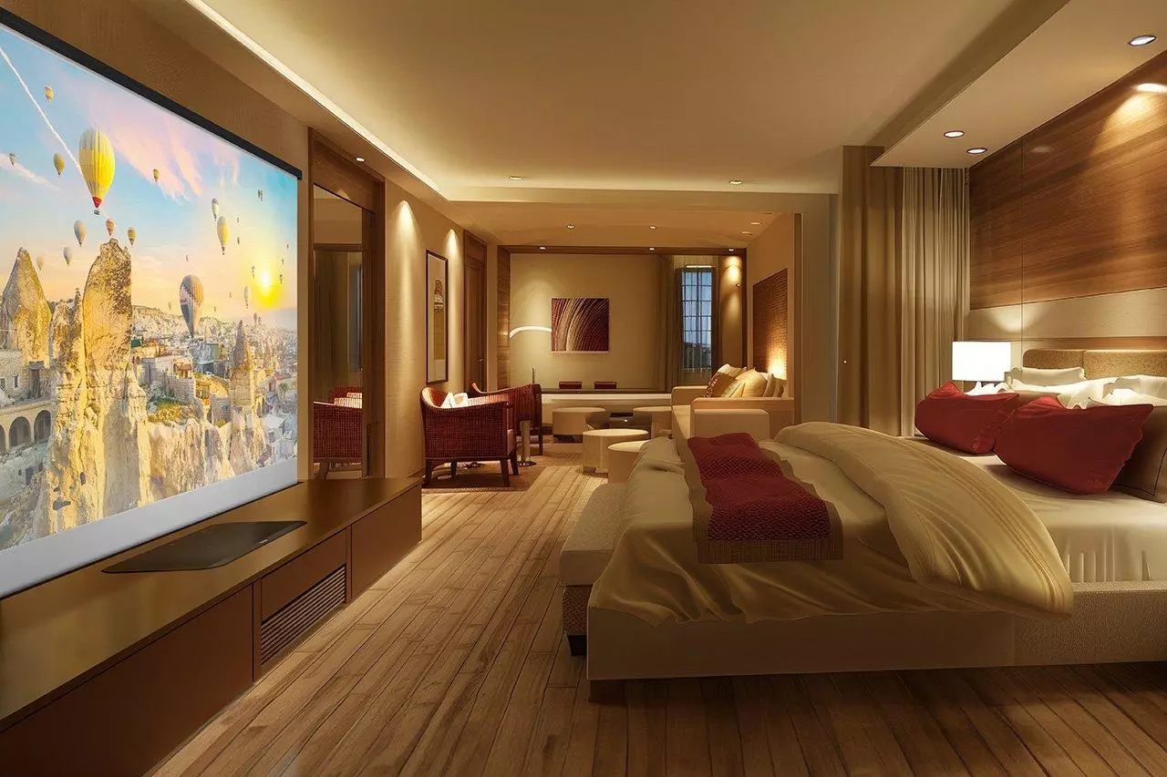 Though built for home cinema, the EH-QS100 super-short-throw laser projectors may well find use as a TV replacement in hotel rooms
