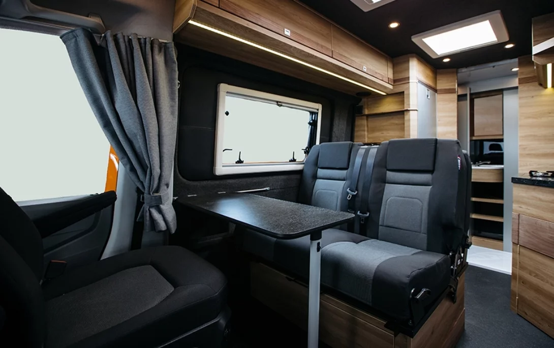 The removable table turns living room into dining room