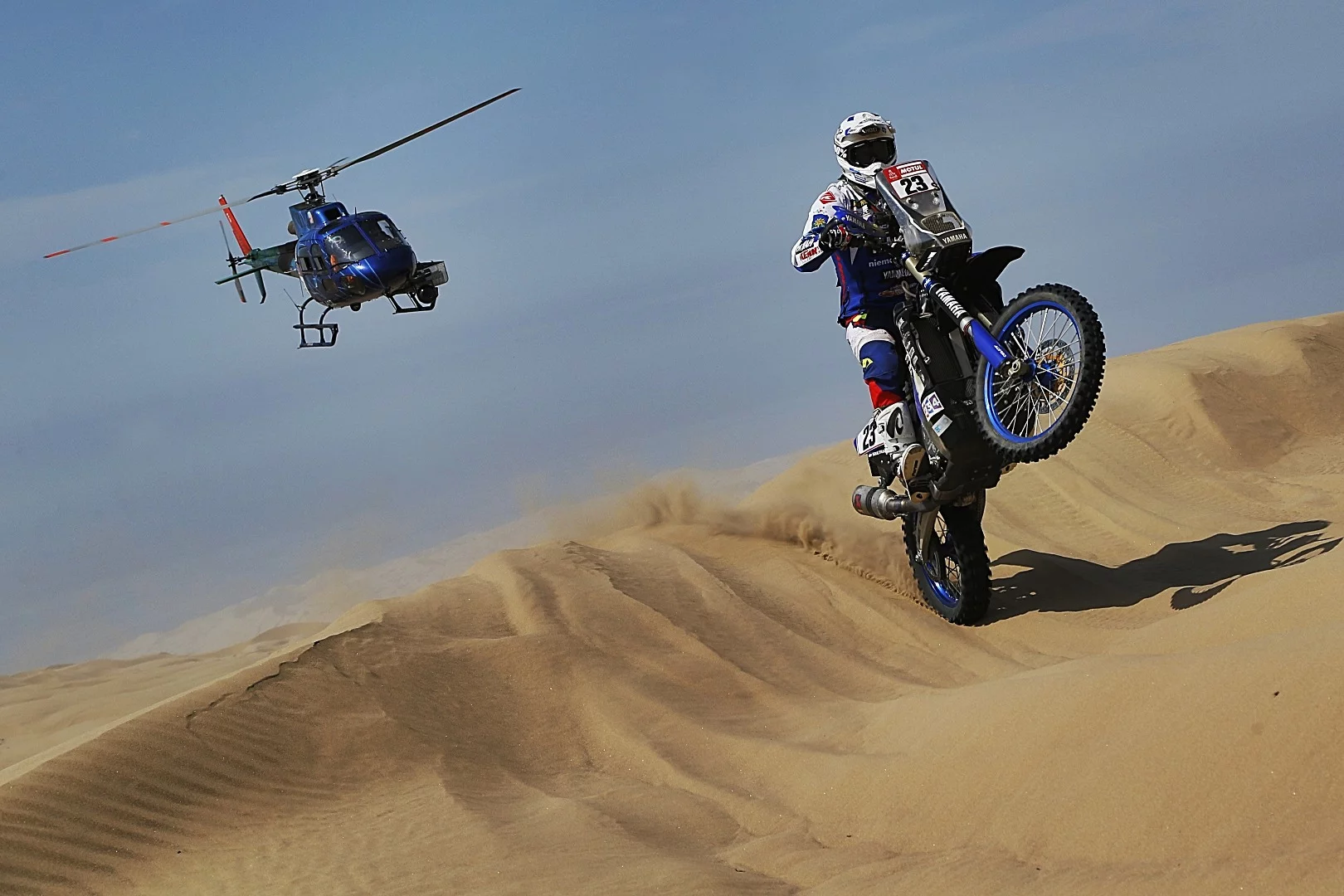 Xavier de Soultrait styles it up for the camera-copter in a shot he'll be showing his grand-kids