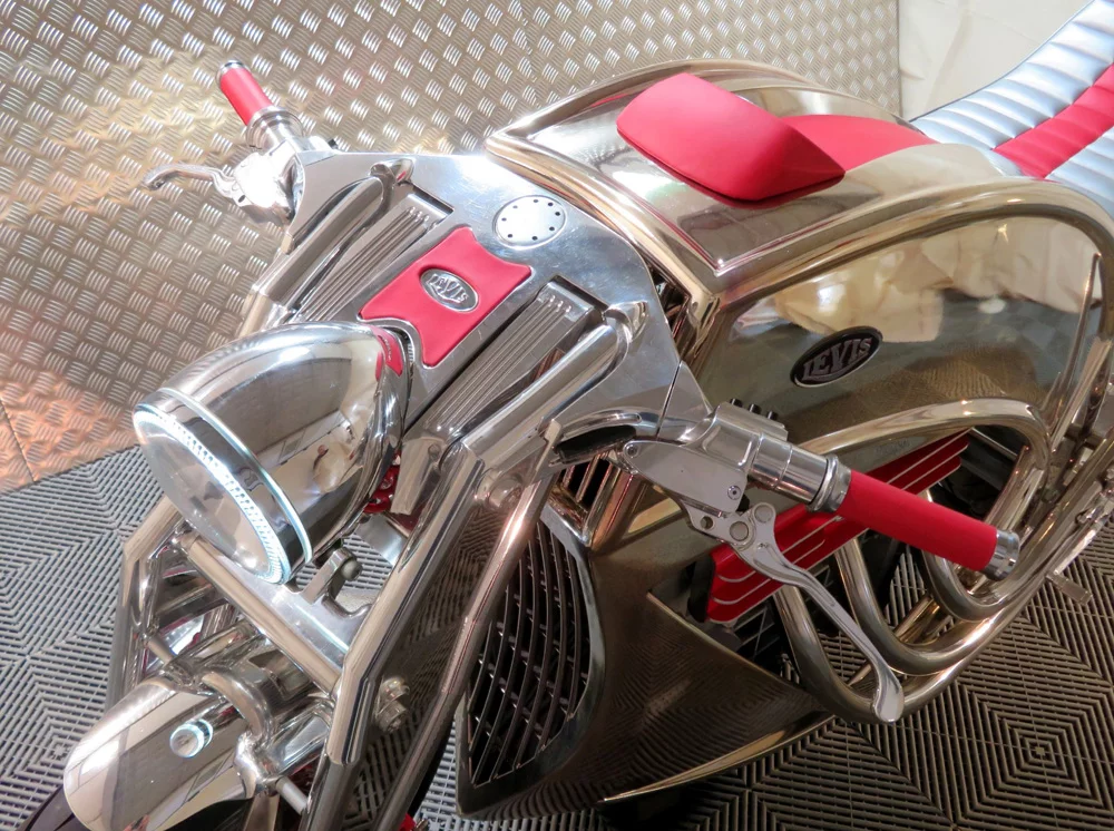 Most parts of the 2018 V6 Café Racer have been machined in-house by Levis from billet aluminum blocks