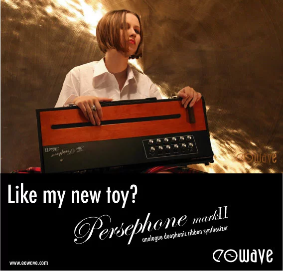 The Persephone Mark II has a 50cm duophonic pressure and position sensitive sensor ribbon and is the only analogue ribbon synth with two analog oscillators that can be played separately or together