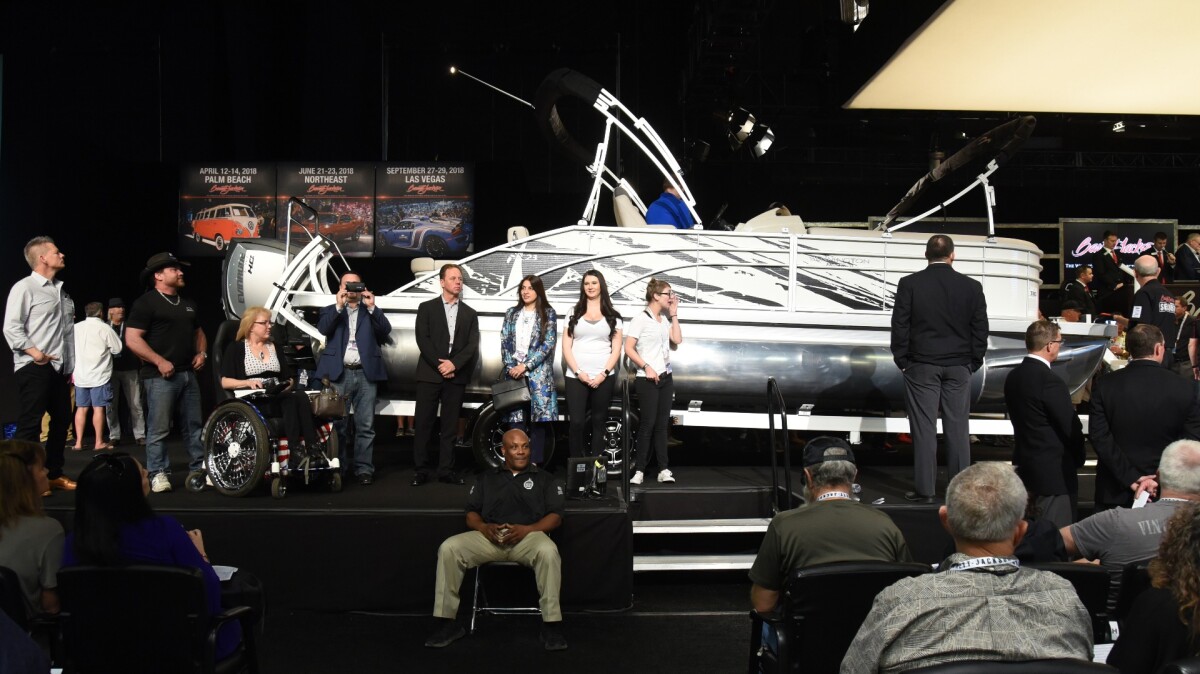 Another charity lot from Barrett-Jackson, this 2018 23-foot SX Premium Swingback by Bennington sold for $100,000 with all proceeds going to the Mayshad Foundation, an organization developing and implementing grassroot projects to empower women in Africa.